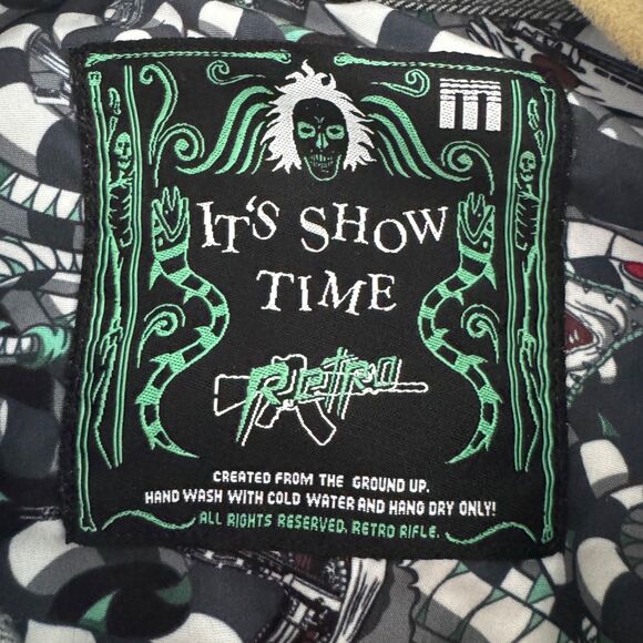 Retro Rifle Beetlejuice It's Showtime Flannel Shirt Mens Medium Black White - Picture 8 of 8